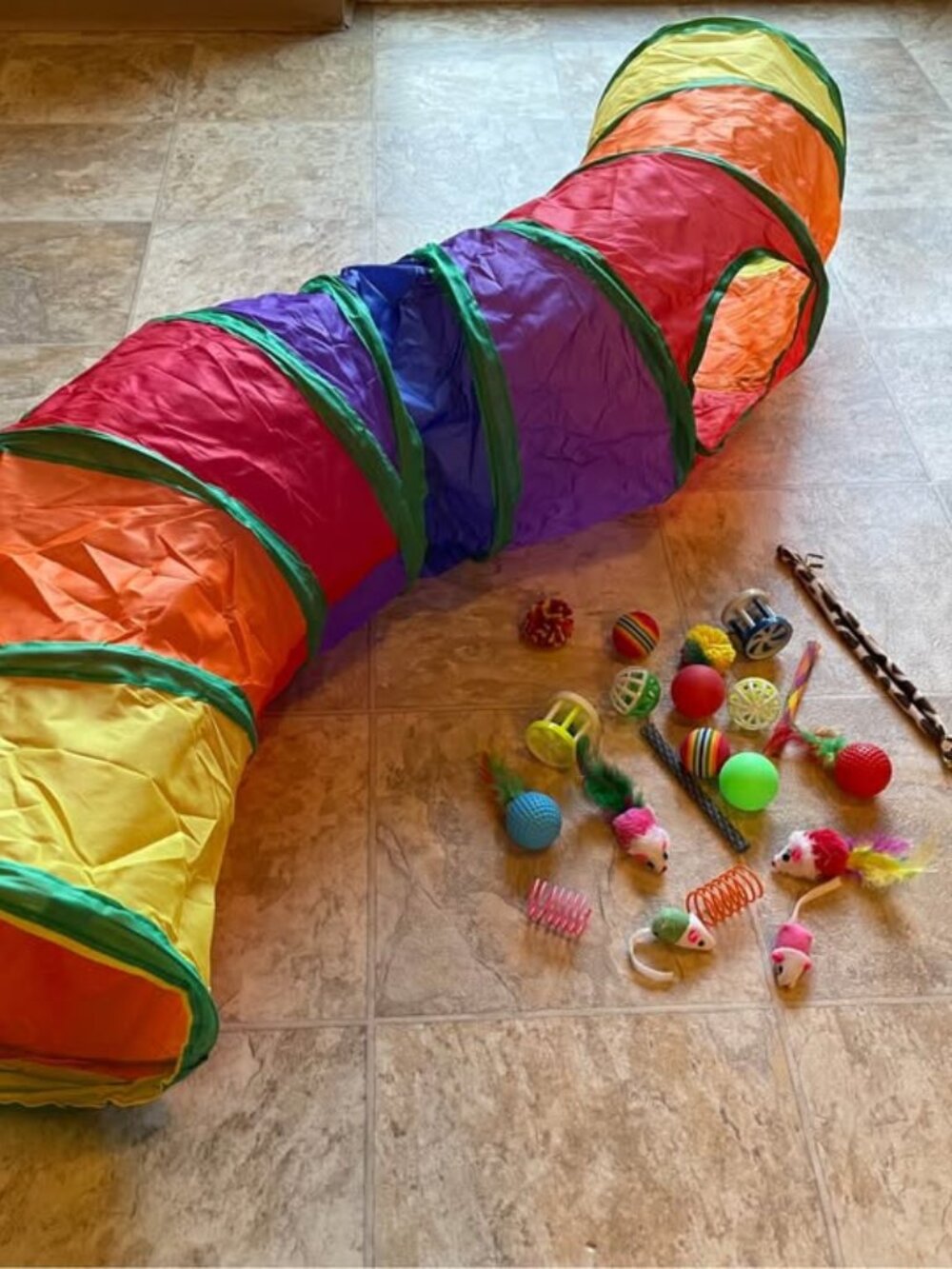 New- Cat Tunnel & Toys Set- S-Shaped, 2 Ways